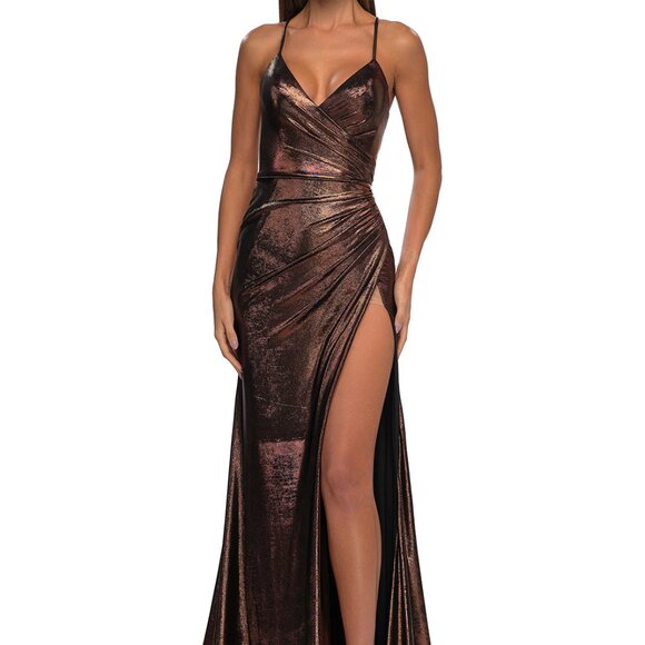 La Femme Dresses & Skirts - NWT La Femme 32884 Brushed Metallic Prom Dress Bronze Size 00